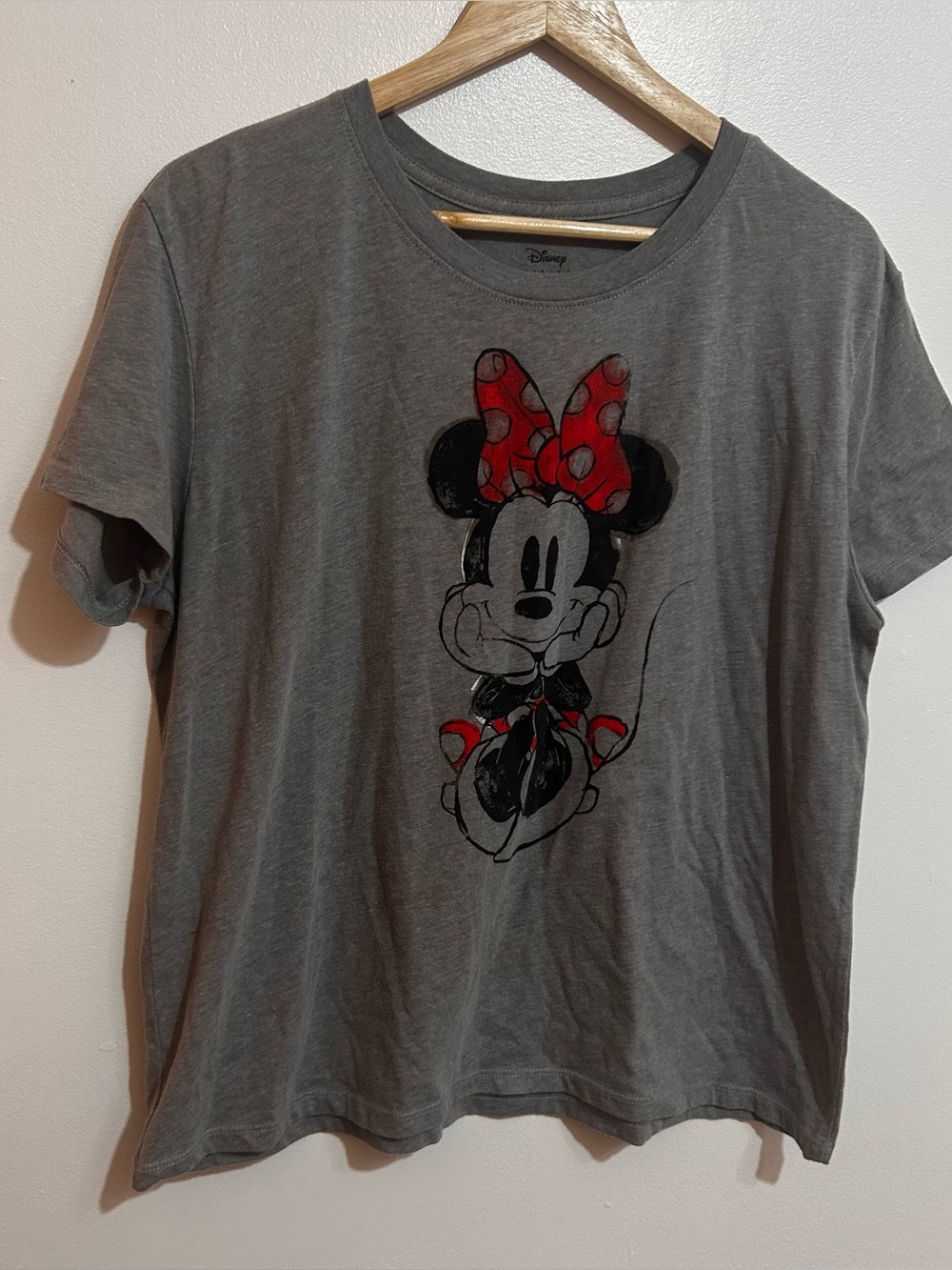 Disney Grey Minnie Mouse Tee with Red Bow